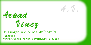 arpad vincz business card